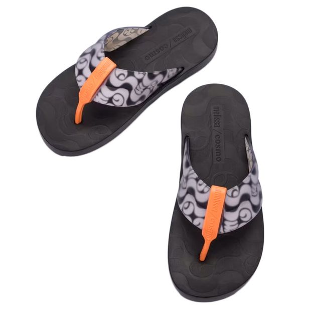 Melissa Flip Flop Orla + Cosmo 35713 PRETO/LARANJA 33/34