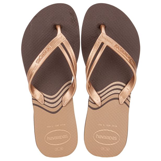 Chinelo Feminino Elegance Print Havaianas - 4148804 CAFÉ 33/34