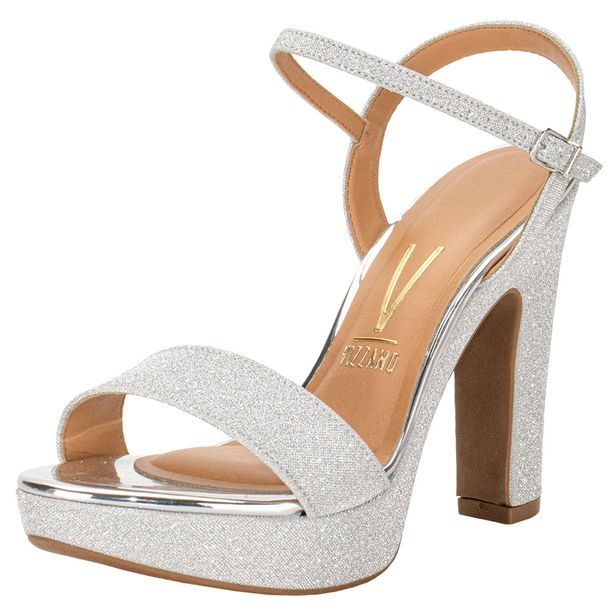 Sandália Feminina Salto Alto Vizzano - 6292200 PRATA 01 36