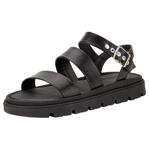 Sandália Feminina Flat Moleca 5504101 PRETO 34