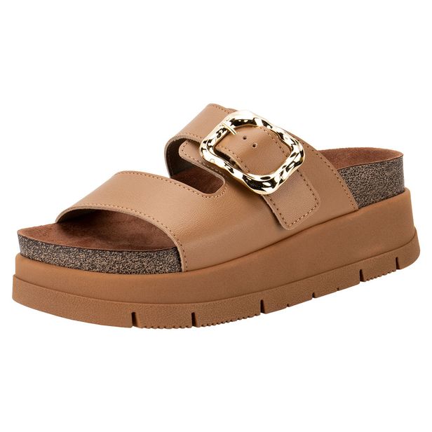 Sandália Feminina Conforto Moleca 5513103 CAMEL 34