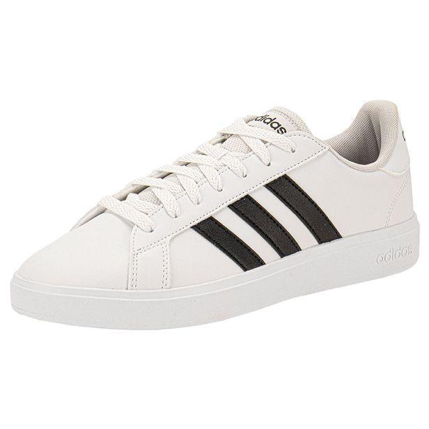 Tênis Masculino Grand Court Base 2.0 Adidas - IQ5680 BRANCO/PRETO 38