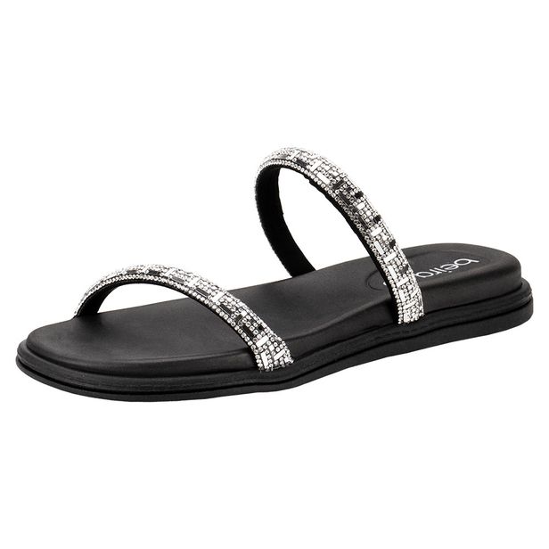 Tamanco Feminino Flat Beira Rio 8488105 PRETO/PRATA 34