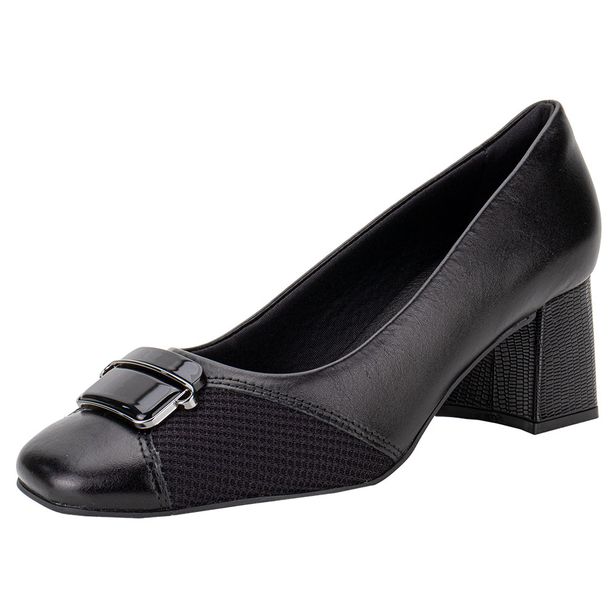 Sapato Feminino Salto Grosso ComfortFlex 2475302 PRETO 34