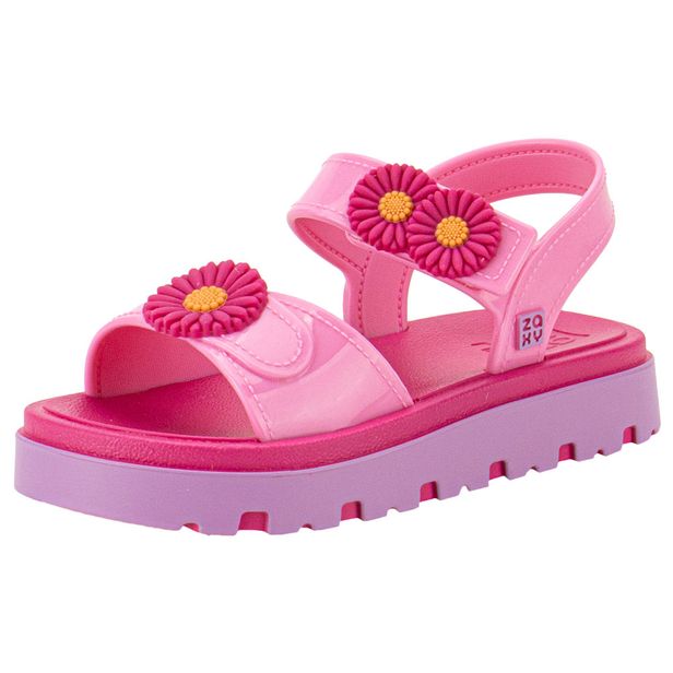 Sandália Infantil Feminina Flower Zaxynina 18997 PINK 19