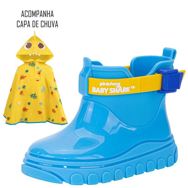 Kit Galocha Baby Shark e Capa de Chuva Grendene Kids 23068 AZUL 19/20