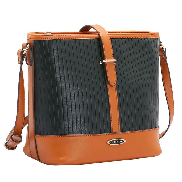 Bolsa Feminina Transversal Chenson CG84424 PRETO/CAFÉ