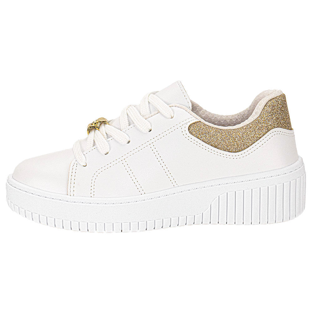 Tênis Feminino Casual Beira Rio 4316102 BRANCO/DOURADO