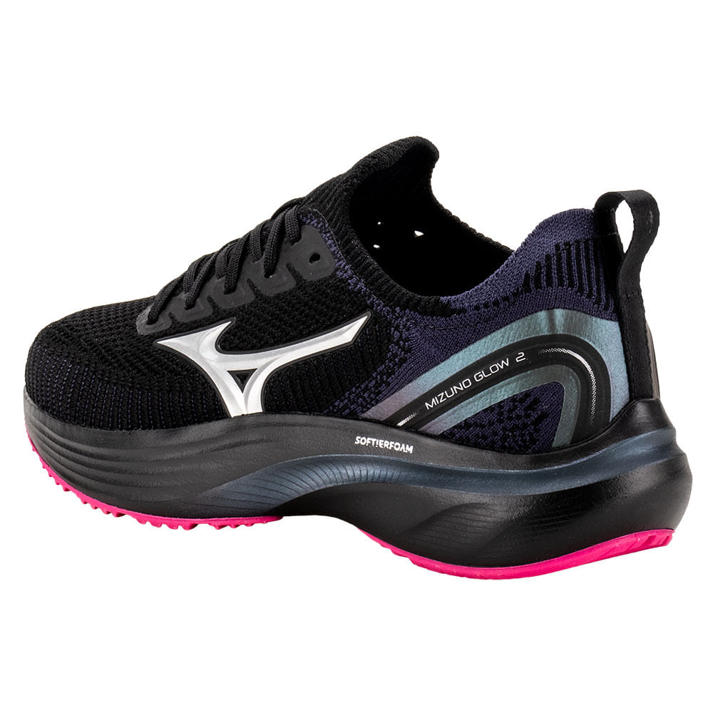 Tênis Feminino Glow Mizuno 101121121 PRETO/ROSA cloviscalcados
