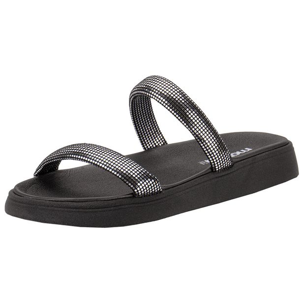 Tamanco Feminino Flat Moleca 5507101 PRETO/PRATA 34