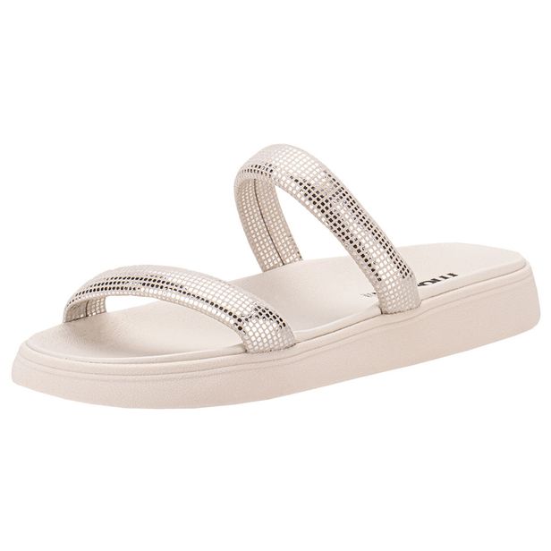 Tamanco Feminino Flat Moleca 5507101 BRANCO/PRATA 34