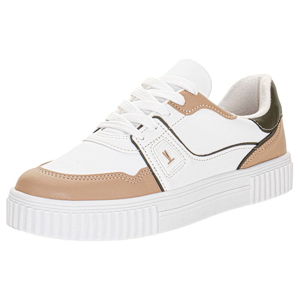 Tênis Feminino Casual Vizzano 1307108 BRANCO/BEGE cloviscalcados