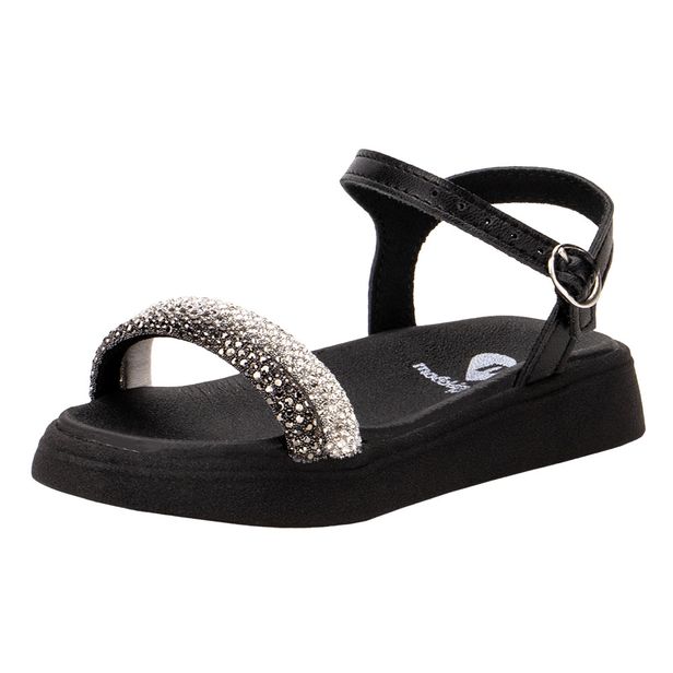 Sandália Infantil Feminina Molekinha 2733101 PRETO/CINZA 20