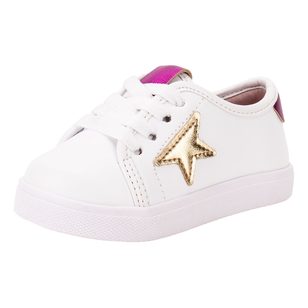 Tênis Infantil Feminino Molekinha 2118580 BRANCO/ROSA cloviscalcados