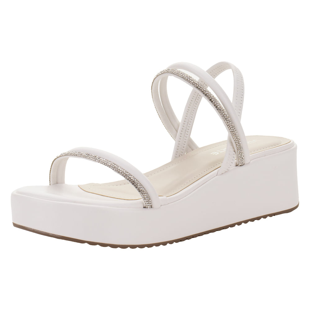 Sandália Feminina Anabela Via Marte 167008 BRANCO cloviscalcados