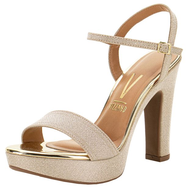 Sandália Feminina Salto Alto Vizzano - 6292200 DOURADO 34