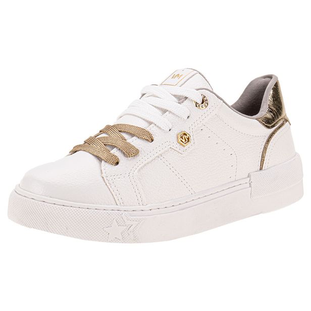 Tênis Feminino Casual Via Marte 121001 BRANCO/DOURADO 34