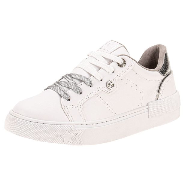 Tênis Feminino Casual Via Marte 121001 BRANCO/PRATA 34