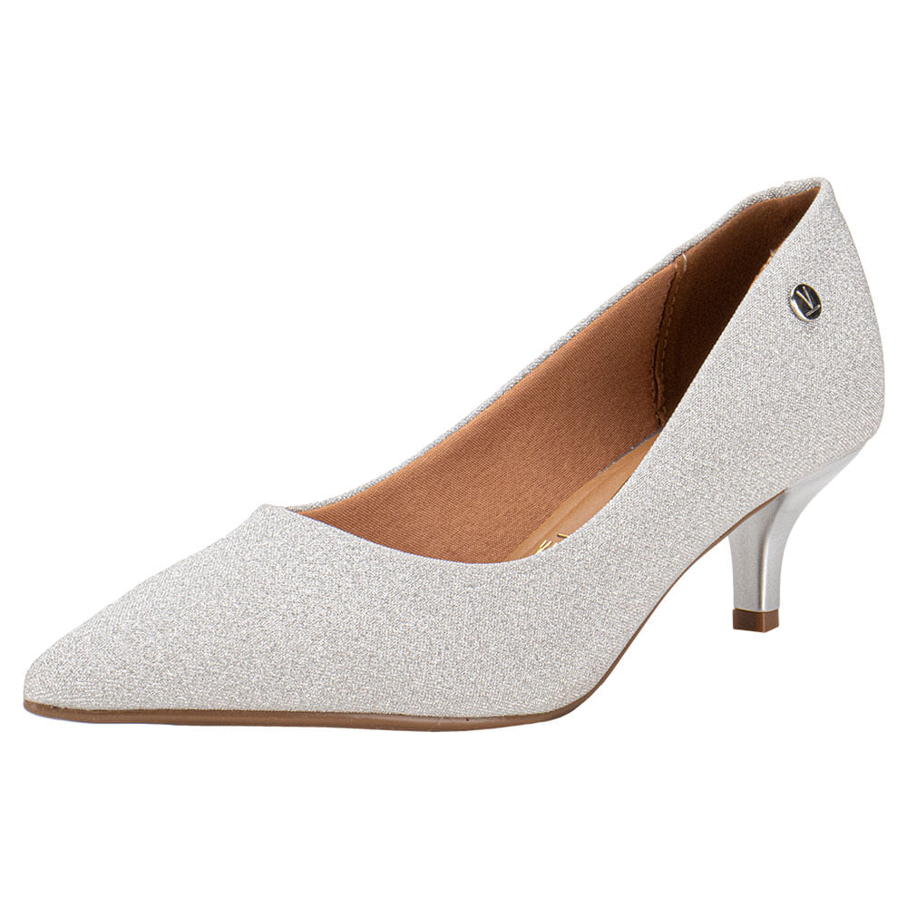 Sapato Feminino Salto Baixo Vizzano 1122828 PRATA 01