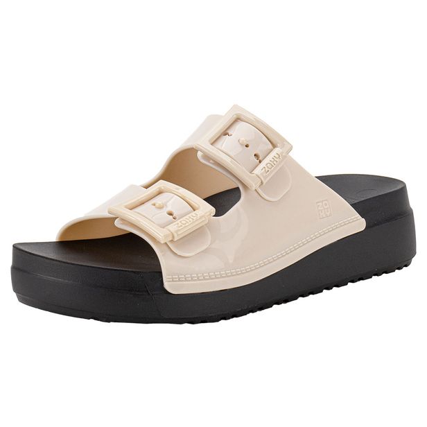 Sandália Feminina Conforto Partner High Zaxy 19059 PRETO/MARFIM 35