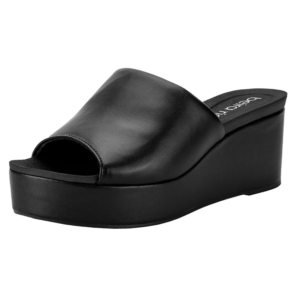 Tamanco Feminino Anabela Beira Rio 8407100 PRETO cloviscalcados