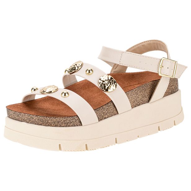 Sandália Feminina Flat Moleca 5513104 MARFIM 36