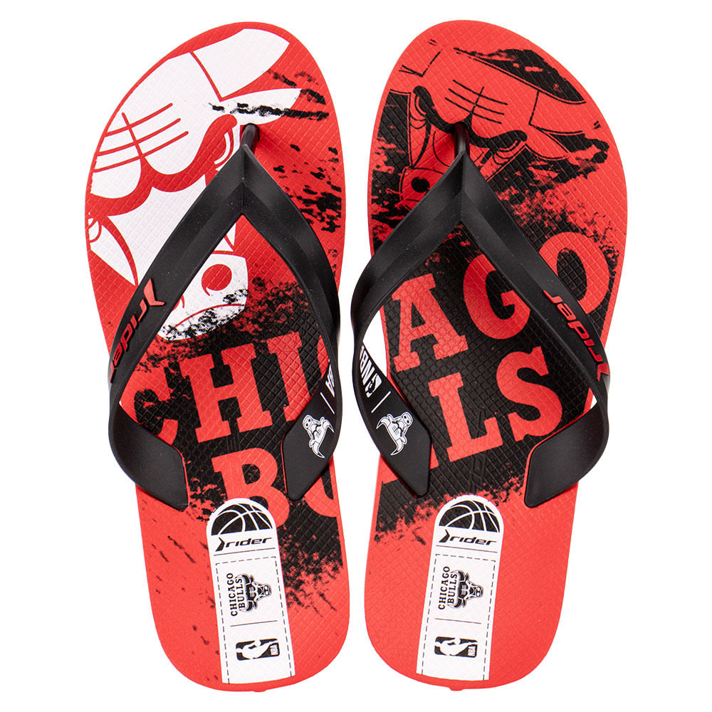 Chinelo Masculino Feel NBA Rider 12378 PRETO/VERMELHO - cloviscalcados