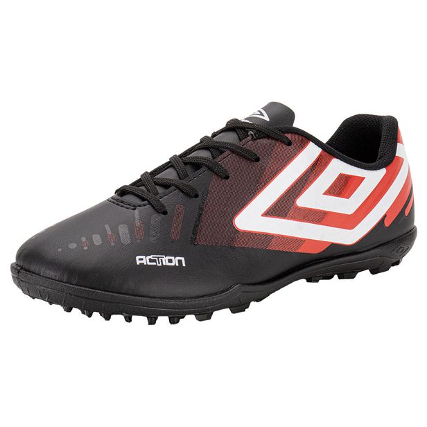 Chuteira Masculina Society Action Umbro U01FB00249 PRETO/VERMELHO 37