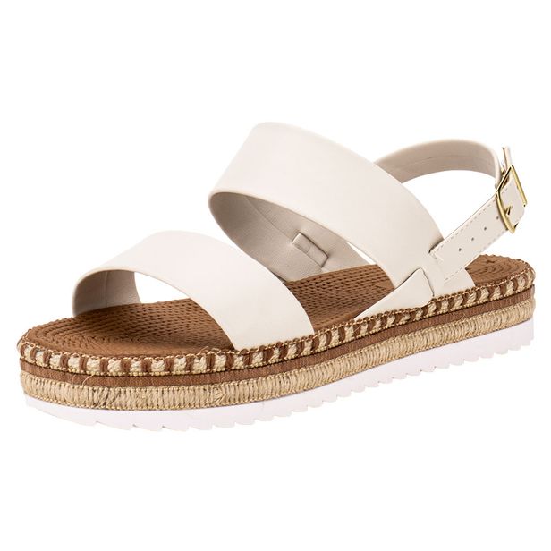 Sandália Feminina Flat Moleca 5447518 MARFIM 34