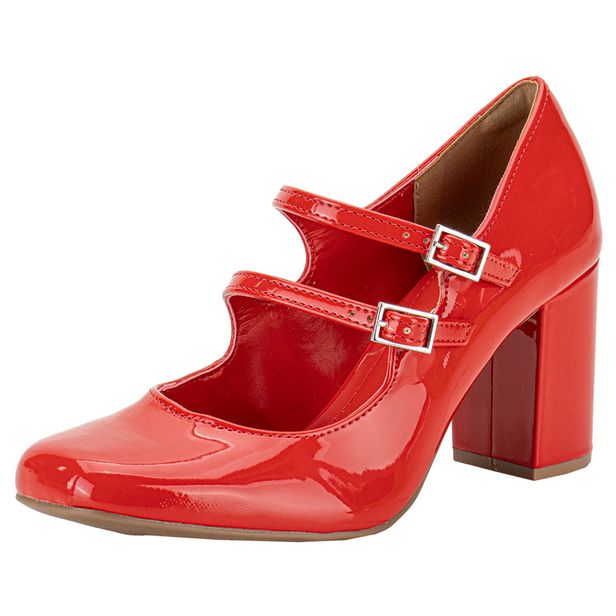 Sapato Feminino Salto Grosso Via Marte 062002 VERMELHO 35