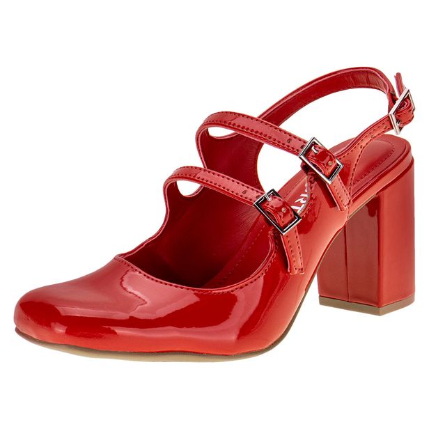 Sapato Feminino Salto Grosso Via Marte 062005 VERMELHO 34