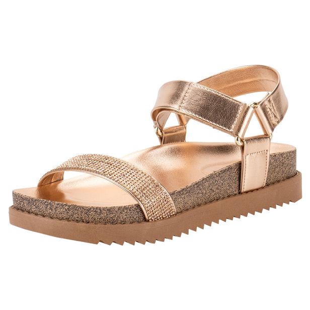 Sandália Feminina Flat Moleca 5500106 BRONZE 37