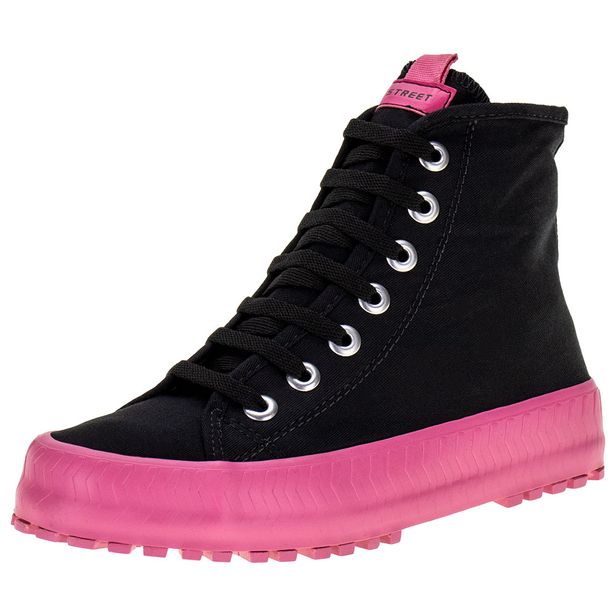 Tênis Cano Alto Camila Street - ST0943 PRETO/ROSA 35