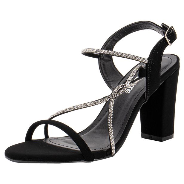 Sandália Feminina Salto Grosso Via Marte 142001 PRETO/NOBUCK 34