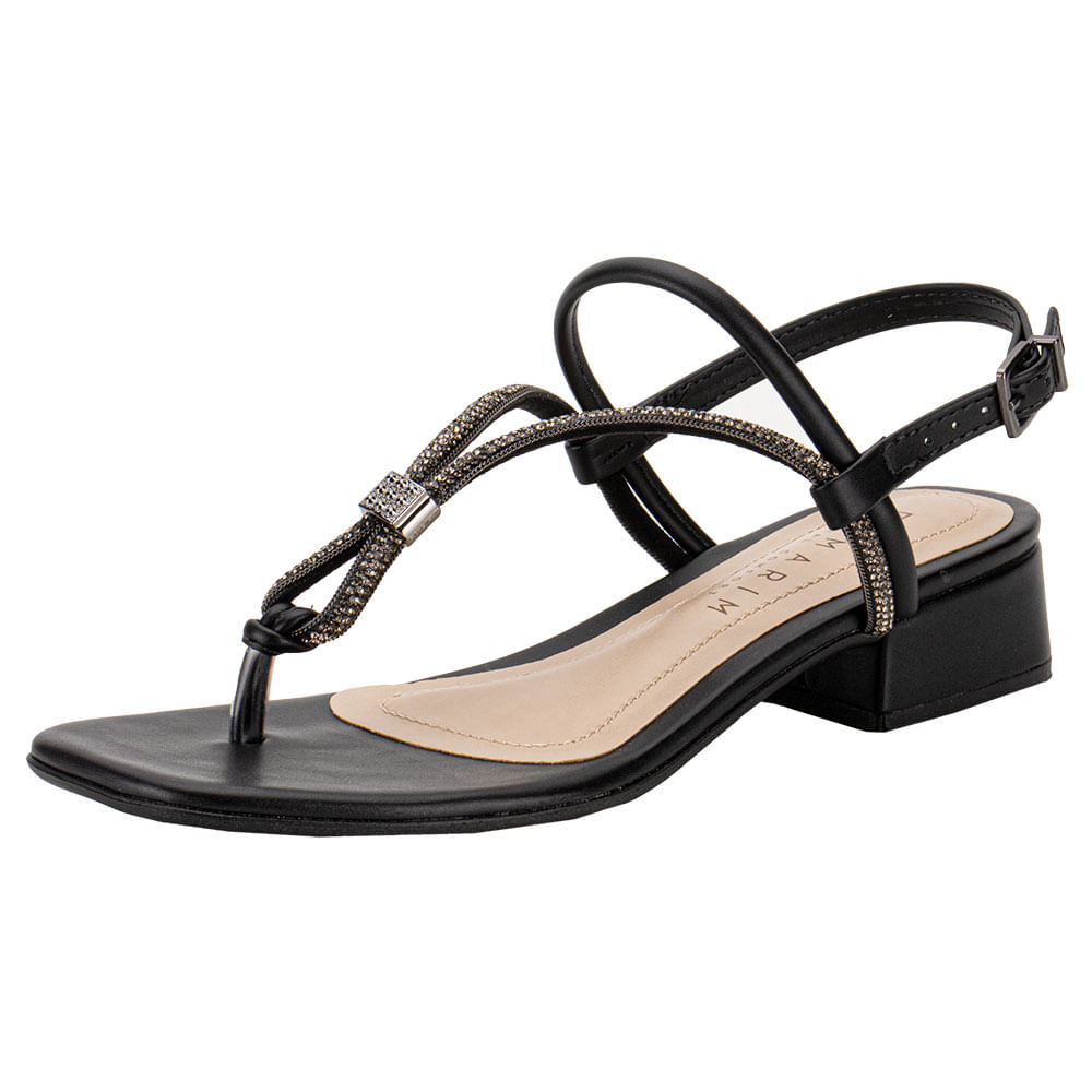 Sandália Feminina Salto Grosso Ramarim 2448206 PRETO cloviscalcados