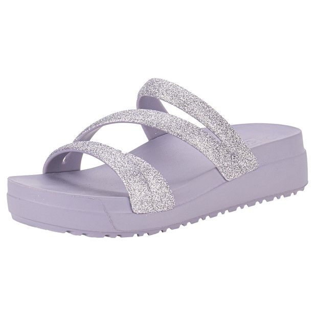 Tamanco Feminino Anabela Glitter Up Zaxy 19068 CINZA 33/34