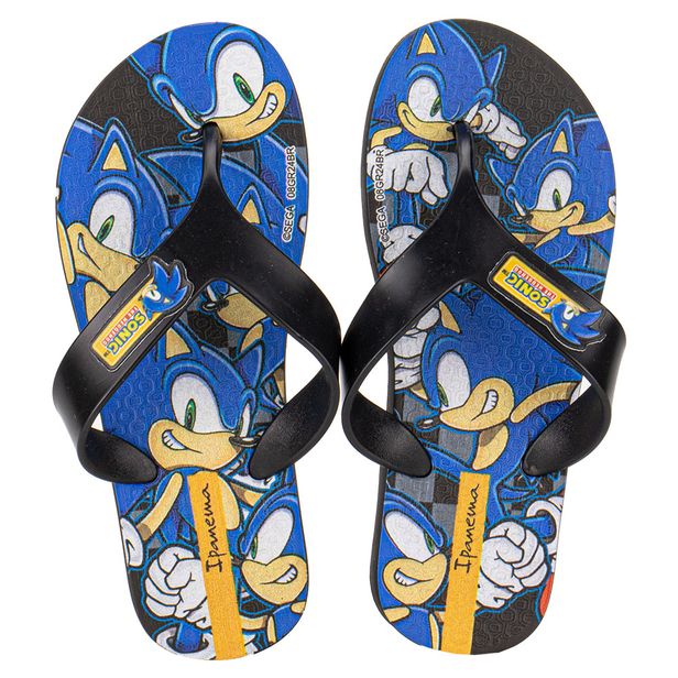 Chinelo Infantil Masculino Sonic Play Ipanema 27279 PRETO/AZUL 27/28