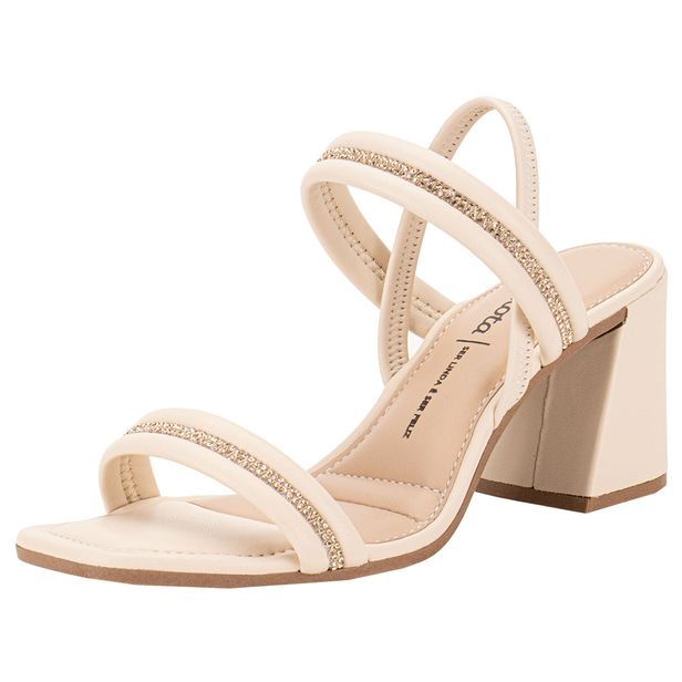 Sandália Feminina Salto Grosso Dakota Y8391 MARFIM 01 34