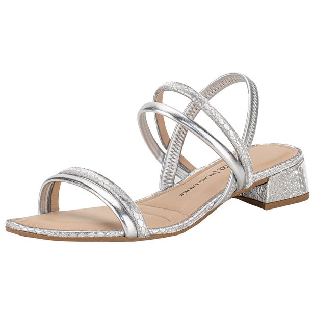 Sandália Feminina Salto Grosso Dakota Y8051 PRATA 37
