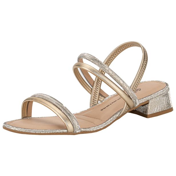 Sandália Feminina Salto Grosso Dakota Y8051 OURO 36