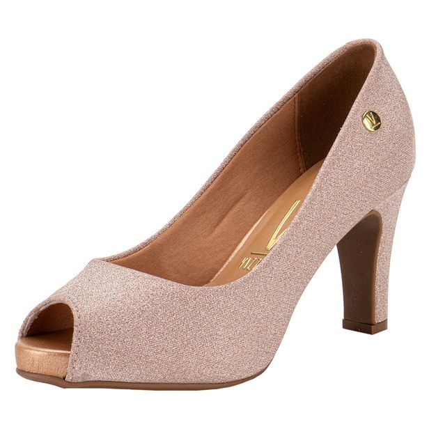 Peep Toe Feminino Salto Grosso Vizzano 1840300 BRONZE 34