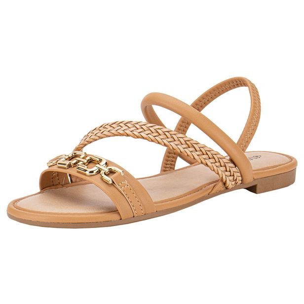 Sandália Feminina Flat Mississipi MB393 CAMEL 36