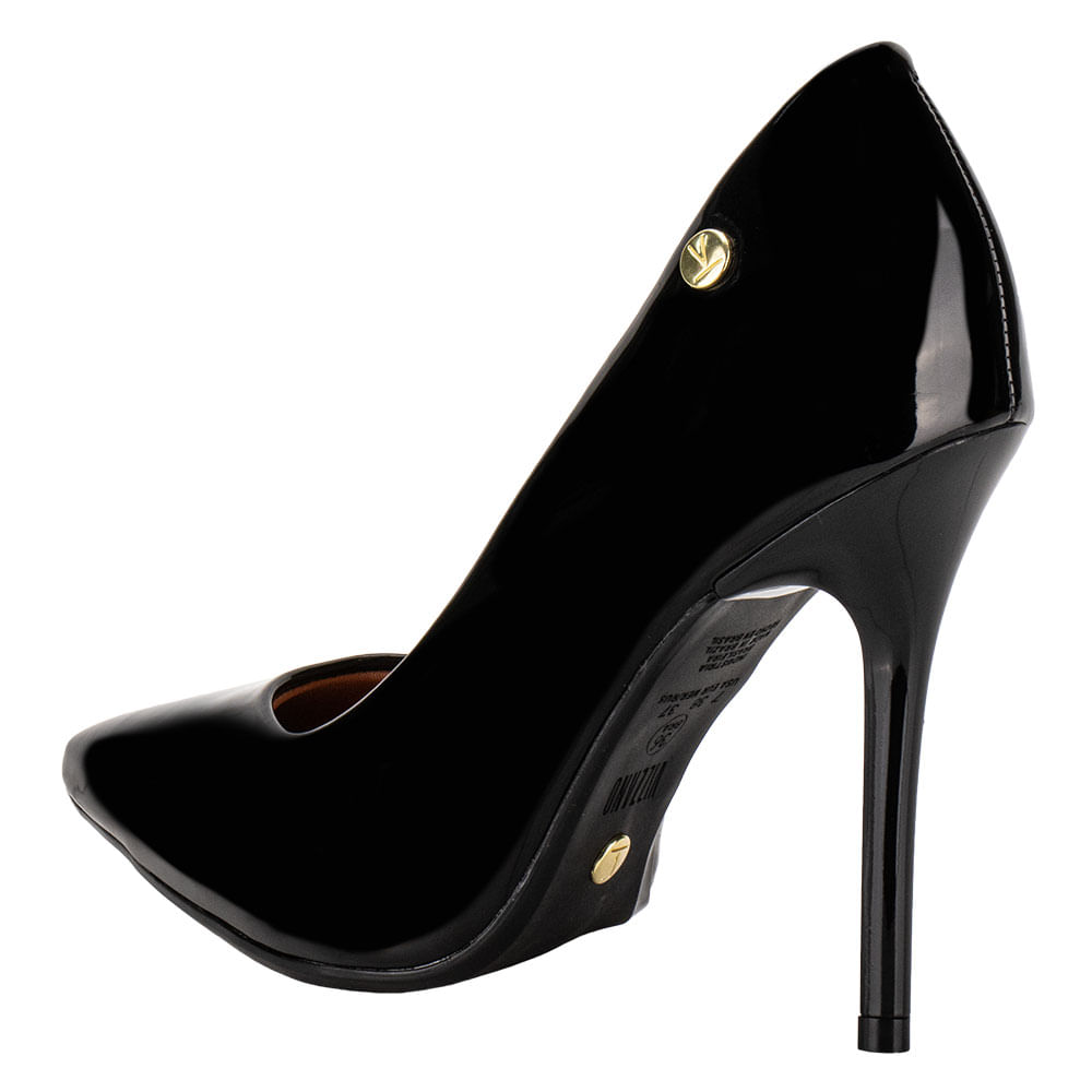 Salto Mule Vizzano Preto Verniz Scarpin Feminino Salto Fino