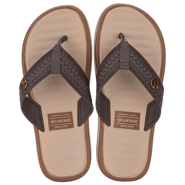 Chinelo Masculino Coimbra II Cartago 12285 CAFÉ/BEGE 37/38