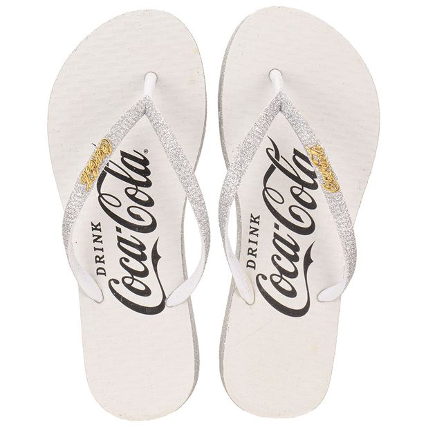 Chinelo Feminino Shoes Glam Up  Coca-Cola CC3643 BRANCO/CINZA 33/34