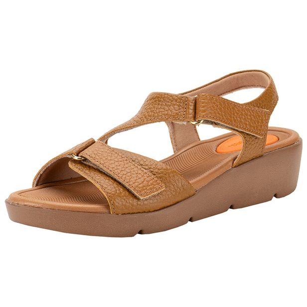 Sandália Feminina Anabela Usaflex AL4303 CARAMELO 36
