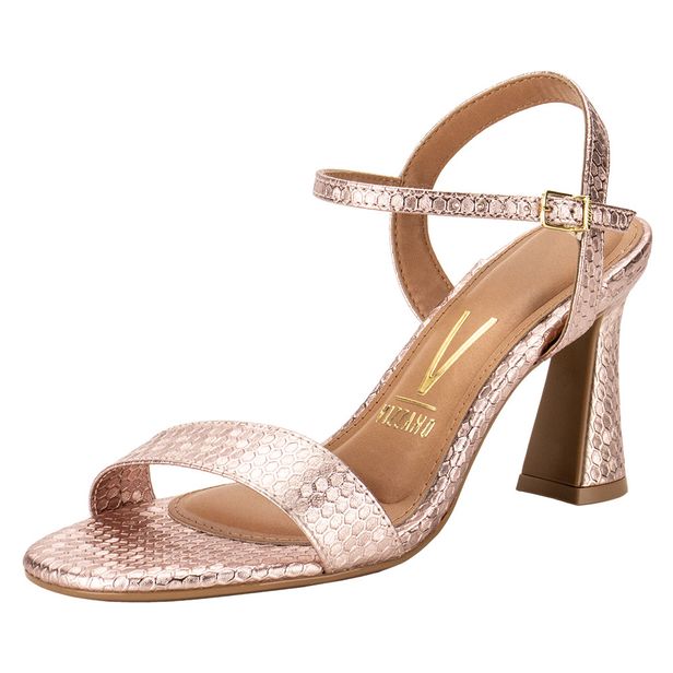 Sandália Feminina Salto Grosso Vizzano 6517200 OURO/ROSADO 35