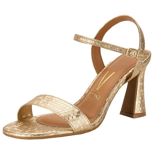 Sandália Feminina Salto Grosso Vizzano 6517200 OURO 34