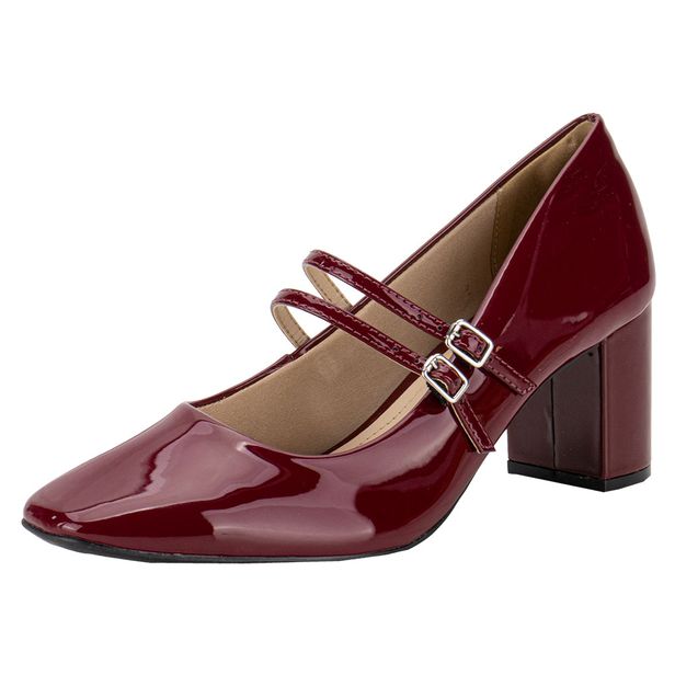 Sapato Feminino Salto Grosso Via Marte 153001 VINHO 35