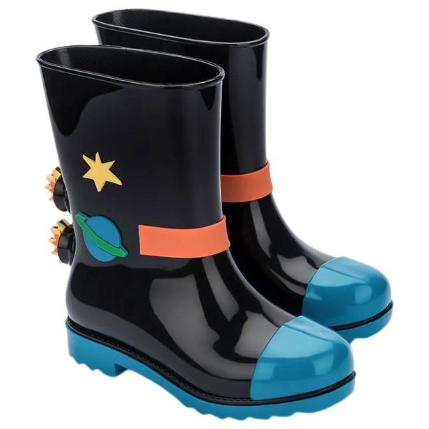 Mini Melissa Rain Boot + Fábula 33677 PRETO/AZUL 30